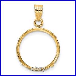 14k Yellow Gold 15mm Polished Prong Coin Bezel Pendant