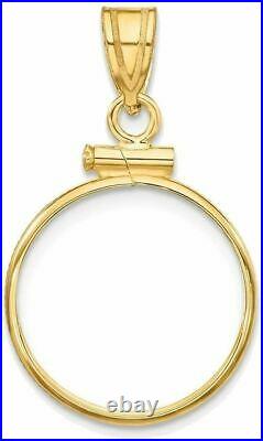 14k Yellow Gold 15mm Polished Screw Top Coin Bezel Pendant