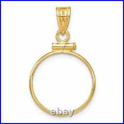 14k Yellow Gold 15mm Polished Screw Top Coin Bezel Pendant