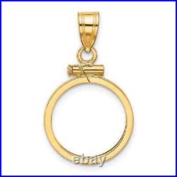 14k Yellow Gold 15mm Polished Screw Top Coin Bezel Pendant