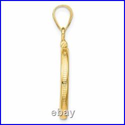 14k Yellow Gold 17.8mm Polished Screw Top Coin Bezel Pendant