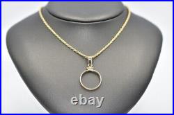 14k Yellow Gold 18-19mm Coin Mount Beveled Bezel Charm Necklace Pendant 1.5g