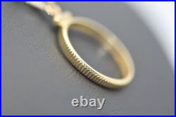 14k Yellow Gold 18-19mm Coin Mount Beveled Bezel Charm Necklace Pendant 1.5g