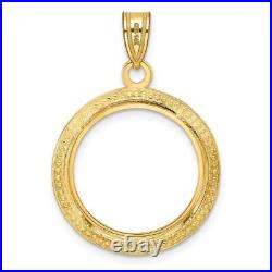 14k Yellow Gold 18mm Beaded Prong Coin Bezel Pendant