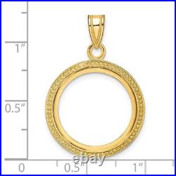 14k Yellow Gold 18mm Beaded Prong Coin Bezel Pendant