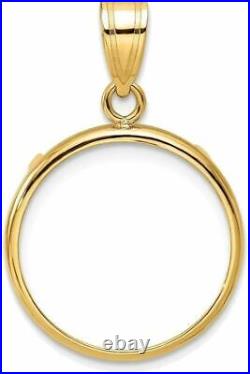14k Yellow Gold 18mm Polished Prong Coin Bezel Pendant