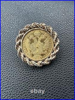 14k Yellow Gold 1915 Austria Ducat Style Coin Pin