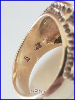 14k Yellow Gold 1945 Dos Mexican Peso 22k Coin Ring Size 7