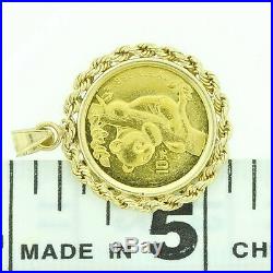 14k Yellow Gold 1996 1/10 Oz Gold Panda Coin Bezel Set Estate Pendant