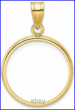 14k Yellow Gold 19mm Polished Prong Coin Bezel Pendant