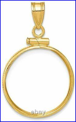 14k Yellow Gold 19mm Polished Screw Top Coin Bezel Pendant