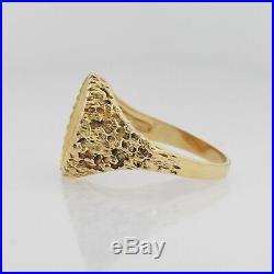 14k Yellow Gold 1/10 oz 5 Dollar Gold Coin Textured Ring Size 11.5