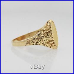 14k Yellow Gold 1/10 oz 5 Dollar Gold Coin Textured Ring Size 11.5