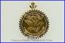 14k Yellow Gold 1.25tcw Diamond Bezel 1908 D $10 Gold Indian Head Coin Pendant