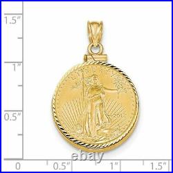 14k Yellow Gold 1/4 oz Mounted American Eagle Screw Top Coin Pendant