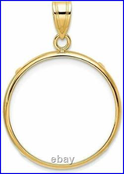 14k Yellow Gold 1/4oz American Eagle Coin 22mm Polished Prong Coin Bezel Pendant