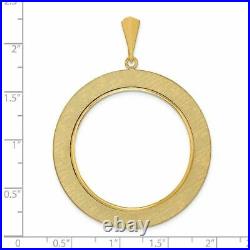 14k Yellow Gold 1oz American Eagle Coin 32.7mm Textured Prong Coin Bezel Pendant