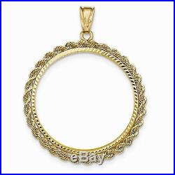 14k Yellow Gold 1oz Mounting Panda Coin Twisted Rope Bezel Pendant For Necklace