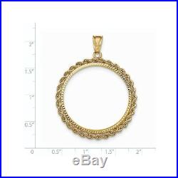 14k Yellow Gold 1oz Mounting Panda Coin Twisted Rope Bezel Pendant For Necklace