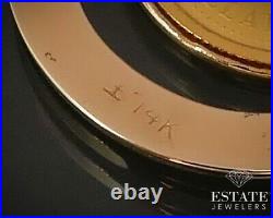 14k Yellow Gold 2002 Queen Elizabeth II Fine Coin Horseshoe Pendant 3.7g i13257