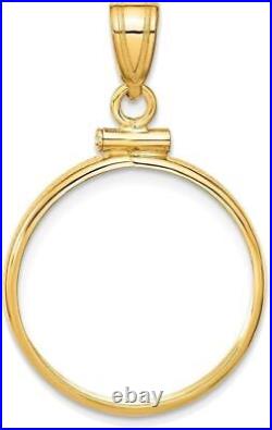 14k Yellow Gold 20.2mm Polished Screw Top Coin Bezel Pendant