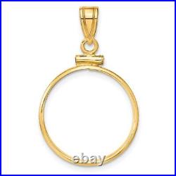 14k Yellow Gold 20.2mm Polished Screw Top Coin Bezel Pendant