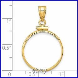 14k Yellow Gold 20mm Polished Screw Top Coin Bezel Pendant