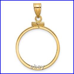 14k Yellow Gold 21.6mm Polished Screw Top Coin Bezel Pendant