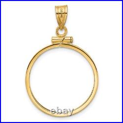 14k Yellow Gold 21.6mm Polished Screw Top Coin Bezel Pendant