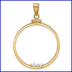 14k Yellow Gold 27.5mm Polished Screw Top Coin Bezel Pendant