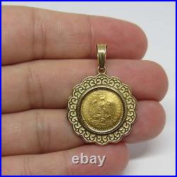 14k Yellow Gold 2.5 Pesos Dos Y Medio Pesos Mexico Gold Coin Charm Pendant