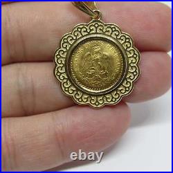 14k Yellow Gold 2.5 Pesos Dos Y Medio Pesos Mexico Gold Coin Charm Pendant