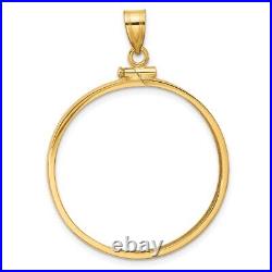 14k Yellow Gold 30mm Polished Screw Top Coin Bezel Pendant