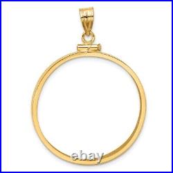 14k Yellow Gold 30mm Polished Screw Top Coin Bezel Pendant