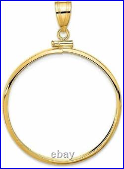 14k Yellow Gold 32.7mm Polished Screw Top Coin Bezel Pendant