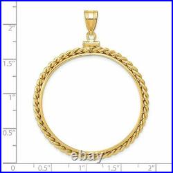 14k Yellow Gold 37mm Twisted Wire Screw Top Coin Bezel Pendant