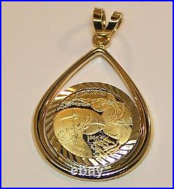 14k Yellow Gold Alaskan Coin Pendant Charm