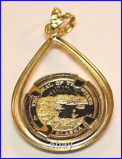 14k Yellow Gold Alaskan Coin Pendant Charm