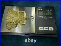 14k Yellow Gold Antique Mesh Coin Purse Pendant. 2 & 14gVIDEO 21 262