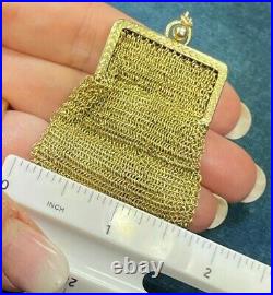 14k Yellow Gold Antique Mesh Coin Purse Pendant. 2 & 14gVIDEO 21 262
