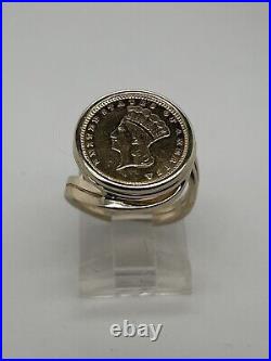 14k Yellow Gold Bezel 1874 1 Dollar Liberty Gold Coin Ring Size 5.25 6.6 Grams
