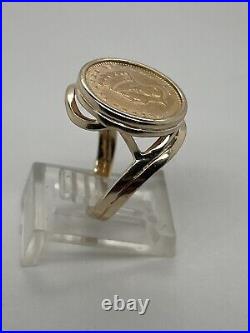 14k Yellow Gold Bezel 1874 1 Dollar Liberty Gold Coin Ring Size 5.25 6.6 Grams