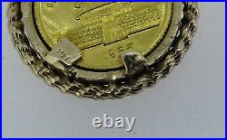 14k Yellow Gold Bezel Pendant With1985 5 Yuan 1/20 Oz Gold Panda Coin 4.97 Grams