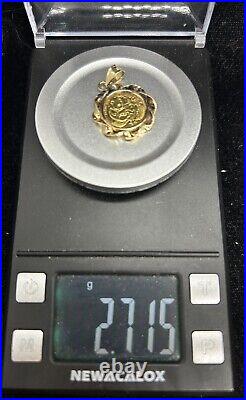 14k Yellow Gold Bezel Pendant With 1994 5 Yuan 1/20 Oz Gold Panda Coin 3/4 2.71g