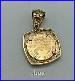 14k Yellow Gold Bezel Set 2001 22k Gold 1/10ozt Eagle Coin Slide Pendant