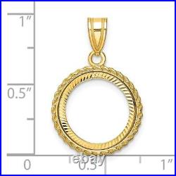 14k Yellow Gold Casted Rope 14mm Diamond-cut Coin Bezel Pendant