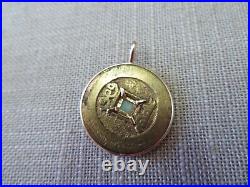 14k Yellow Gold Chinese Antique Coin With Jade Pendant Charm 24.7mm x 31.7mm