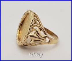 14k Yellow Gold Coin Ring Liberty 1/10 Oz 1999 Custom- made Looks Great