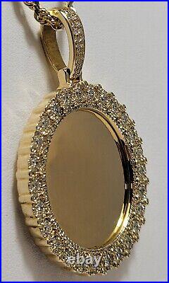 14k Yellow Gold Coin or Pic Bezel Pendant/VS1 F-color/25.7 Grams/36mm Width