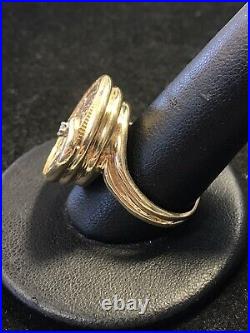 14k Yellow Gold Diamond Ring with 22K 1909 Indian Head Coin (B27)